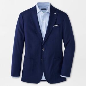 Peter Millar Excursionist Flex Blazer – Size 44R – Navy Wool-Silk Blend